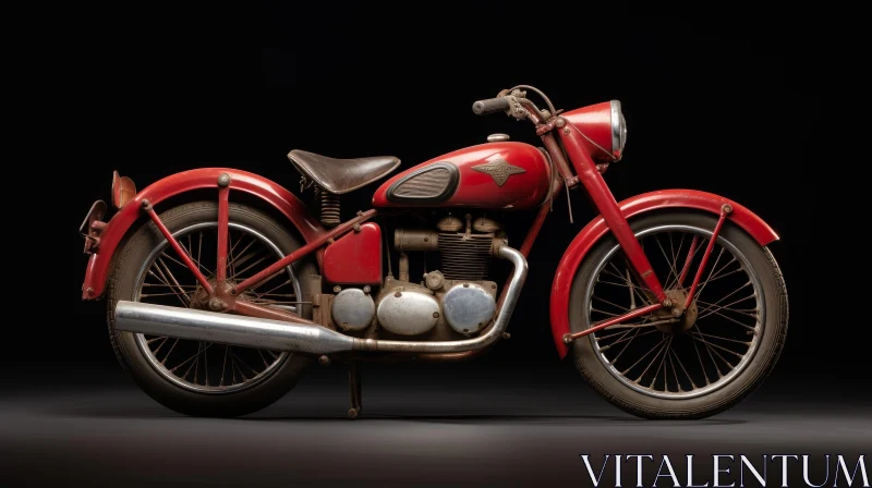 Vintage Red Motorcycle 1950s - Restoration Needed AI Image