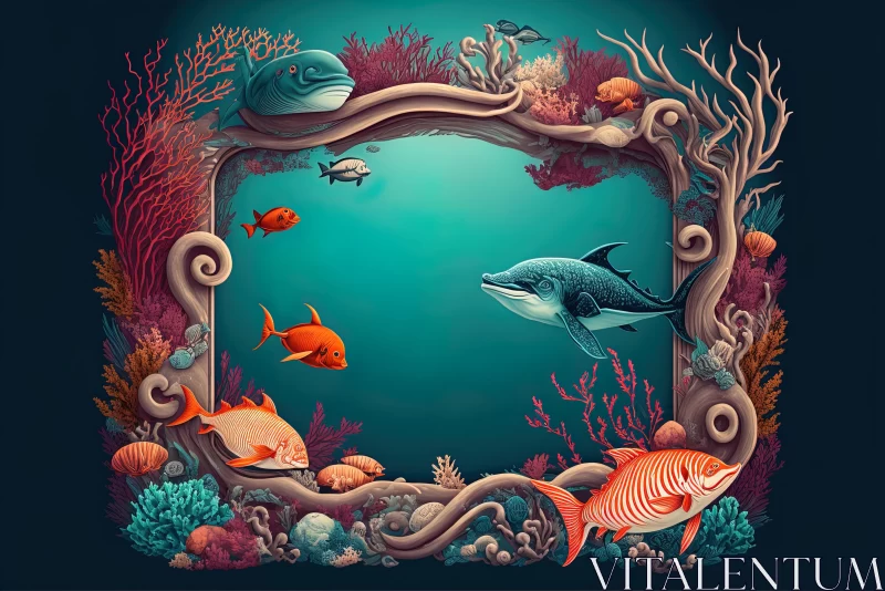 Captivating Underwater Illustration with Corals and Fishes AI Image