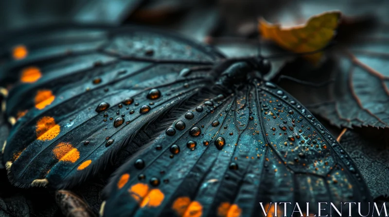 Close-up Butterfly Photography: Exquisite Blue and Black Wings AI Image