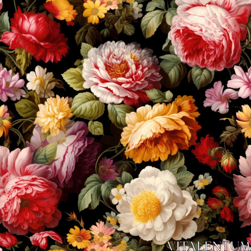 AI ART Dark Floral Seamless Pattern for Digital Projects