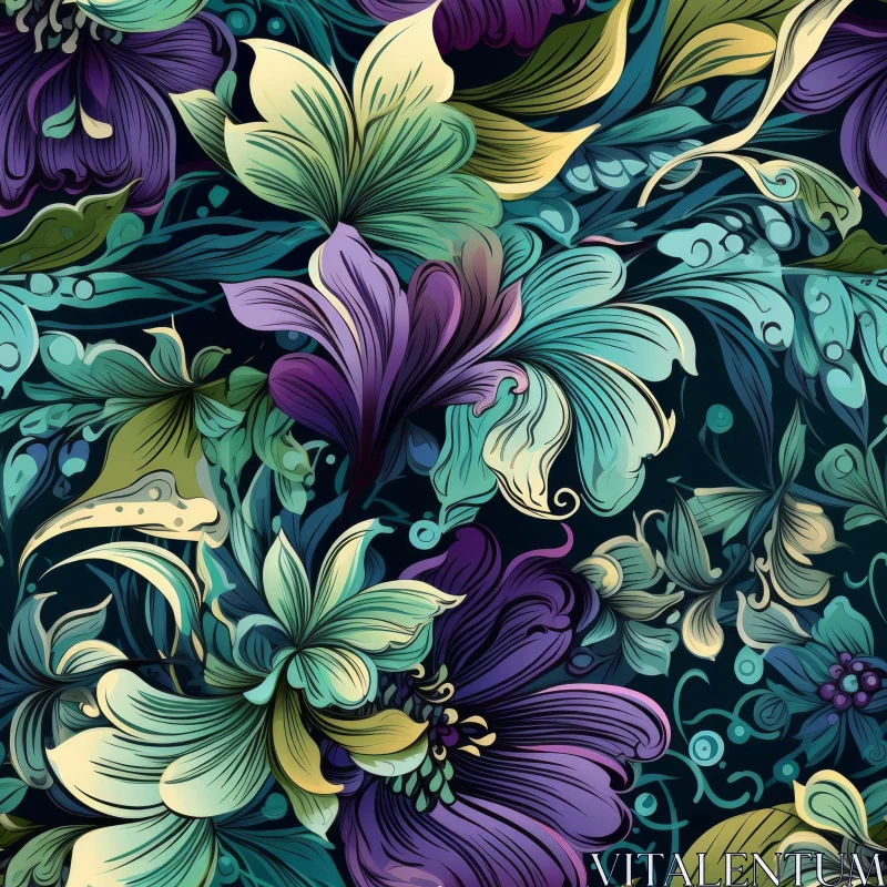Dark Green Floral Pattern - Colorful Flowers - Home Decor