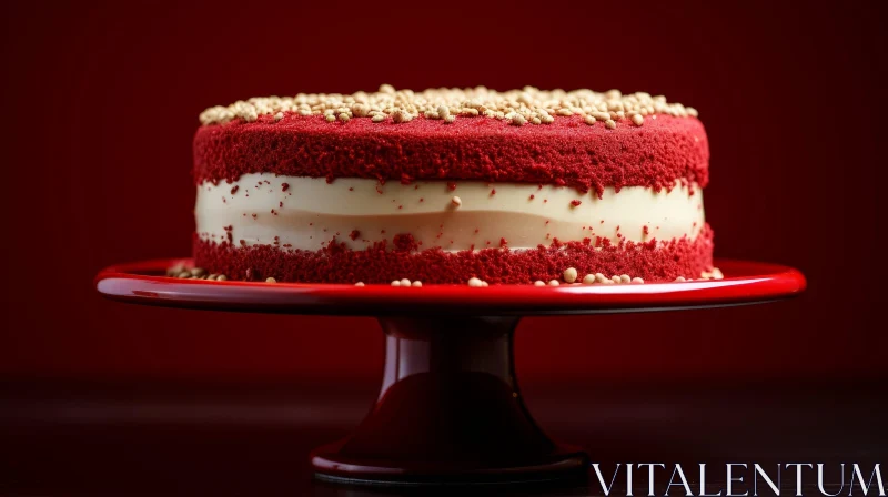Delicious Red Velvet Cake with Cream Cheese Frosting AI Image