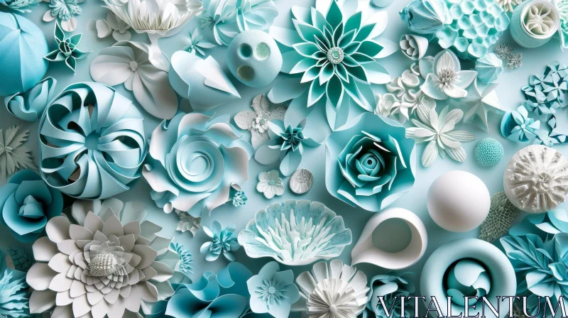 Intricate Floral Arrangement in Blue and White | Stunning Design AI Image