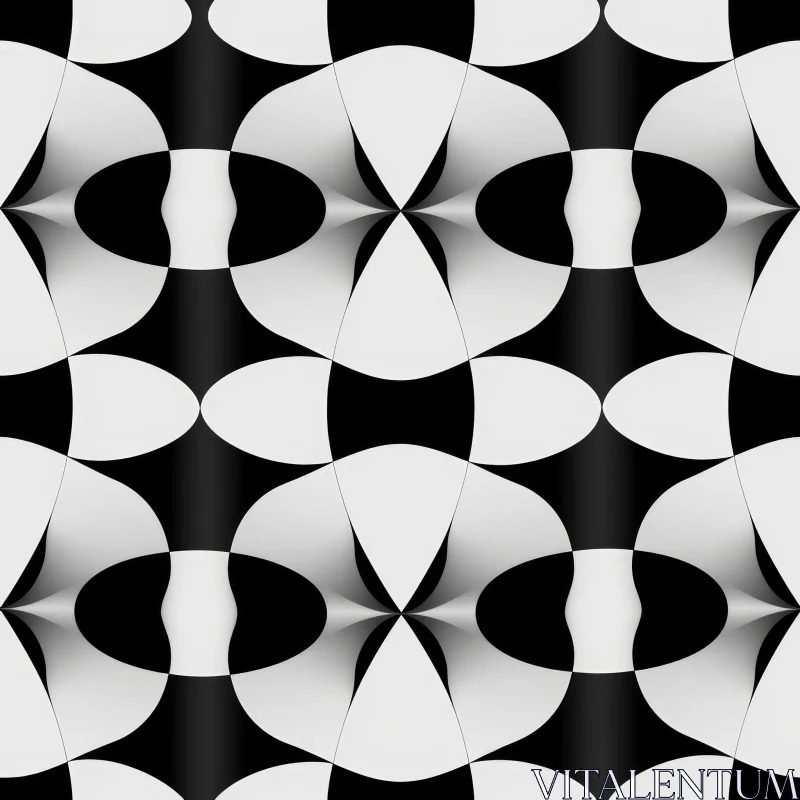 AI ART Monochrome Geometric Floral Seamless Pattern