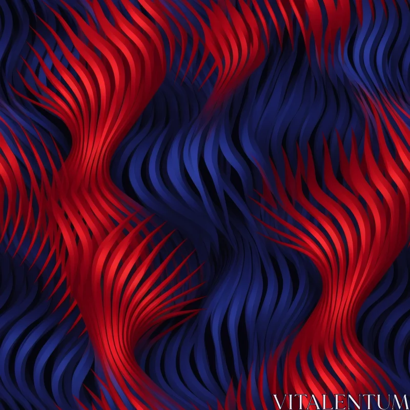 AI ART Red and Blue Waves Seamless Pattern