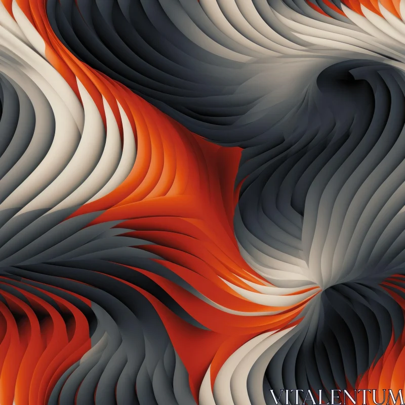Abstract Wavy Pattern Background in Orange, Gray, White AI Image