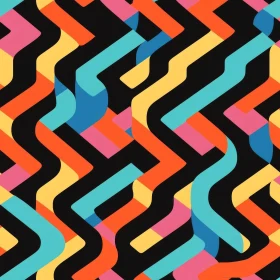 Colorful Geometric Pattern on Black Background