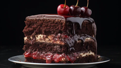 Decadent Chocolate Cake with Ganache and Cherries