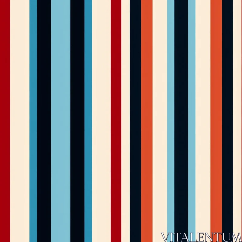 AI ART Elegant Vertical Stripes Pattern in Red, Blue, Cream, and Navy Blue