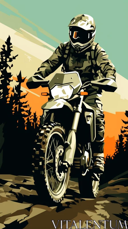 Forest Trail Motorcyclist Adventure AI Image