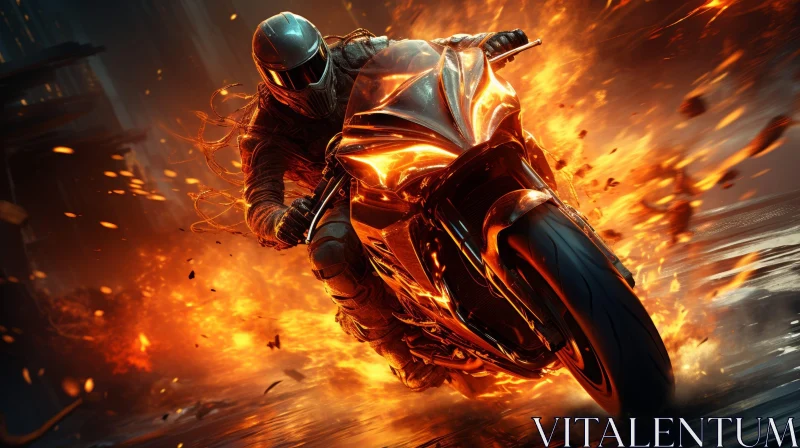 Futuristic Motorcycle Rider in Black and Yellow Suit AI Image