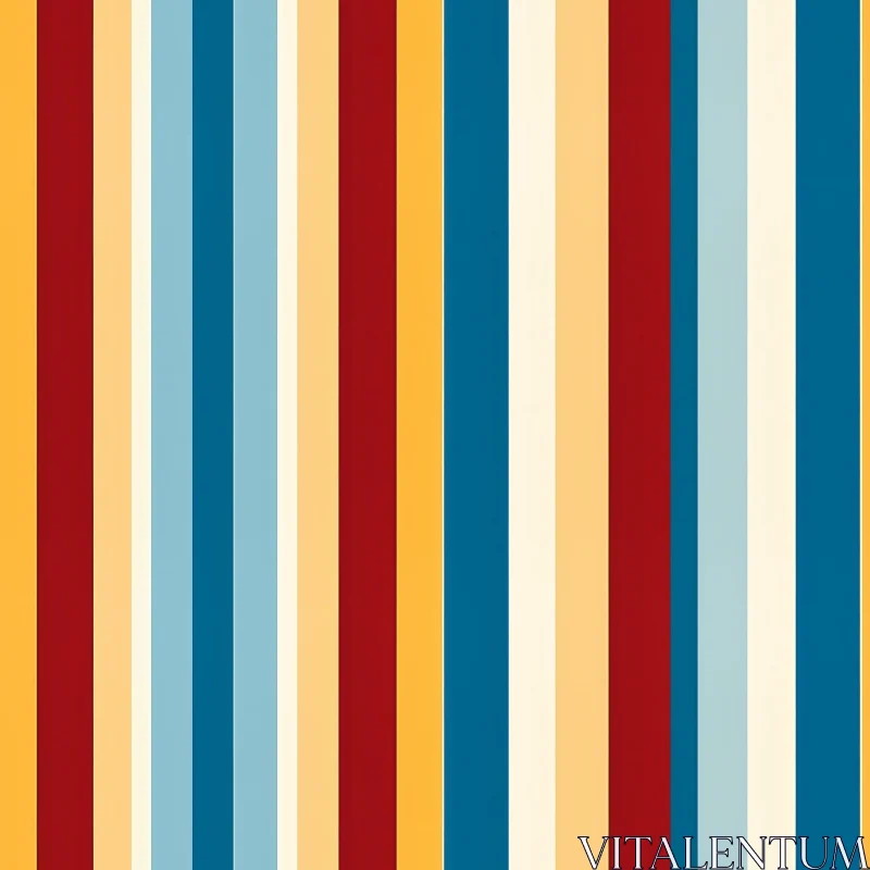 Harmonious Vertical Stripes Pattern in Blue, Yellow, and Red AI Image