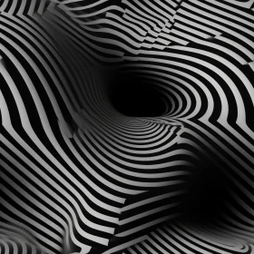 Monochrome Striped Tunnel - 3D Rendering