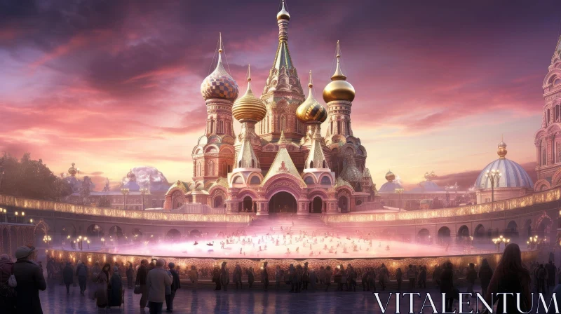Russian Orthodox Church at Sunset AI Image