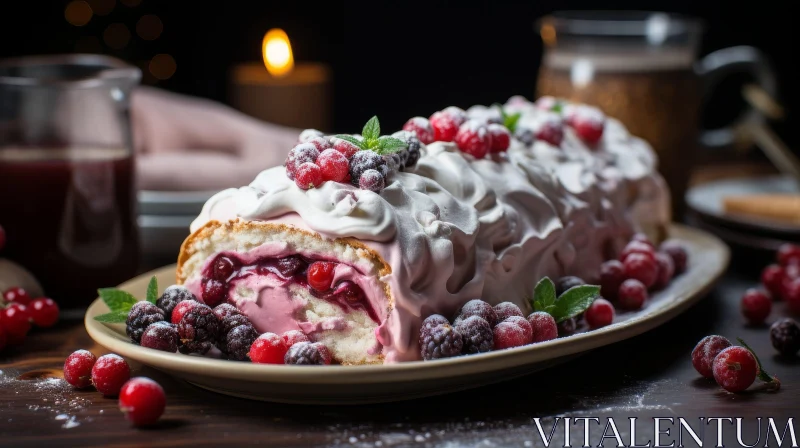 AI ART Scrumptious Cake Roll with Berries | Delightful Dessert