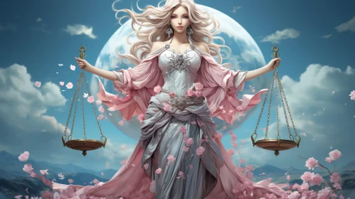 Astrological Woman on Crescent Moon