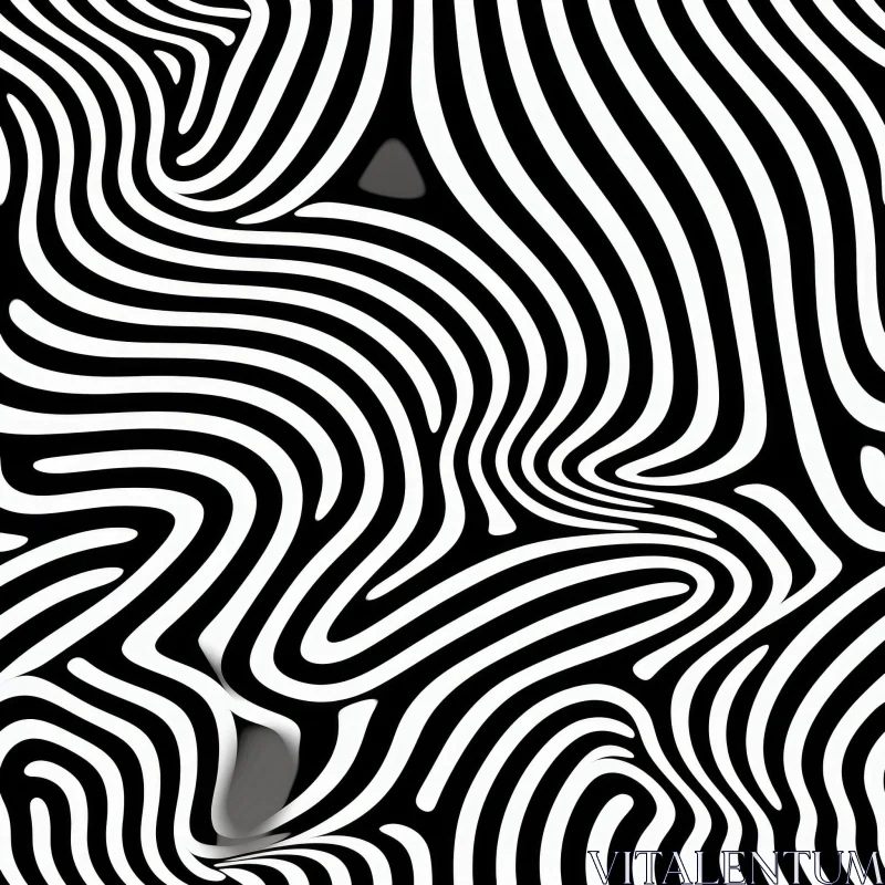 AI ART Curved Black and White Stripes with Gradient