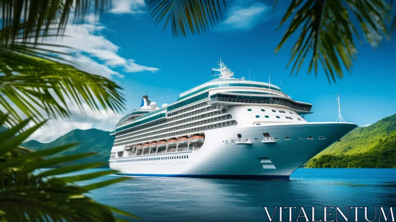 Majestic Cruise Ship in Tropical Sea AI Image