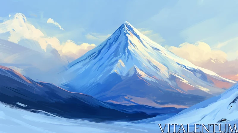 AI ART Snow-Capped Mountain Painting
