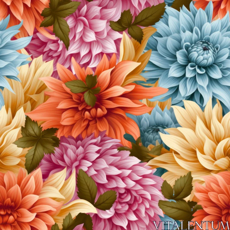 Vibrant Dahlia Floral Pattern - Home Decor & Fabric Design AI Image