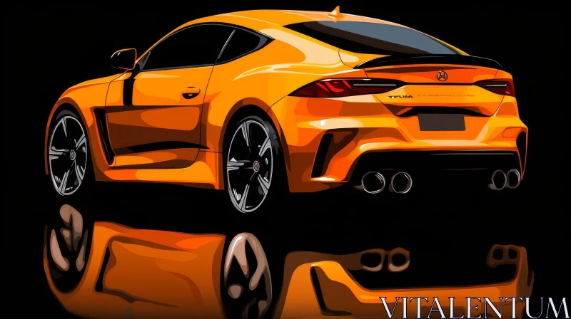 Yellow Sports Car Digital Painting AI Image