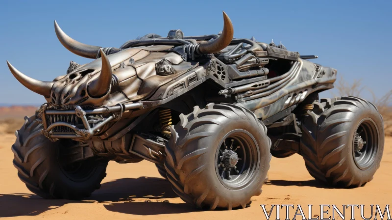 Armored Sci-Fi Vehicle in Desert - Futuristic Art AI Image