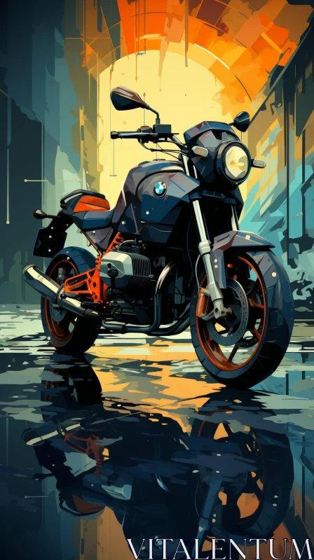BMW Motorcycle in Dark Alleyway AI Image