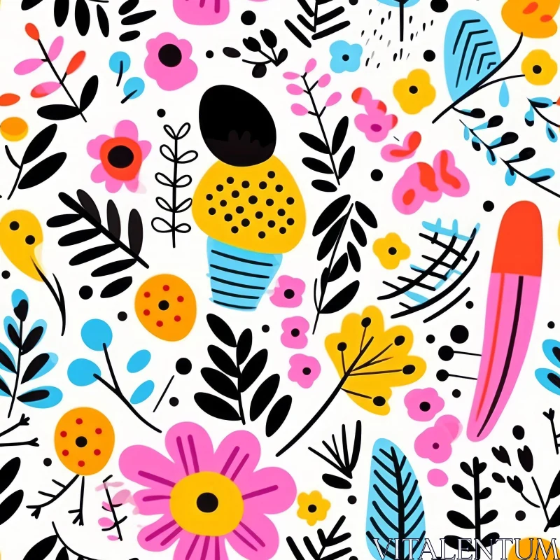 Bright Floral Pattern on White Background