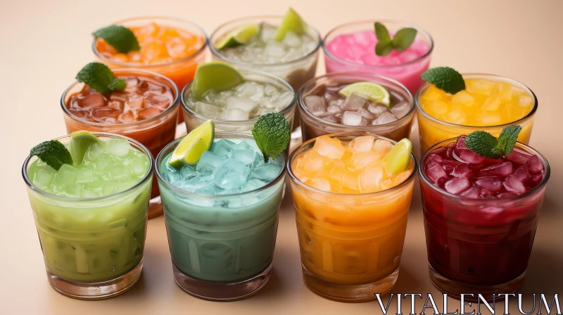 AI ART Colorful Drinks Arrangement - Refreshing Beverage Art