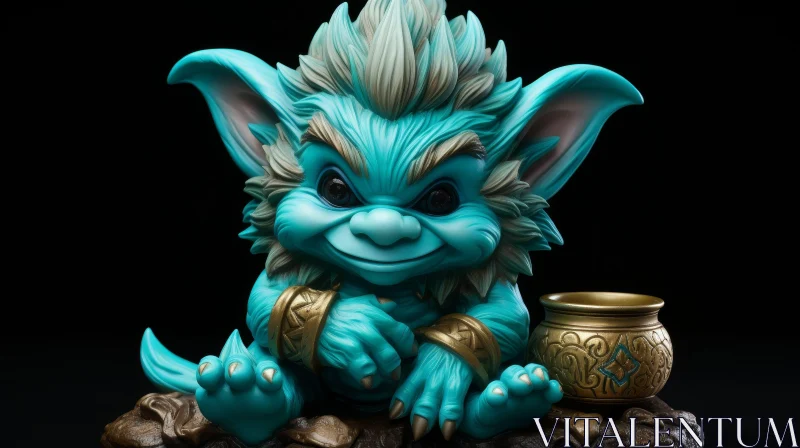 Enigmatic Blue Gremlin Creature on Rock