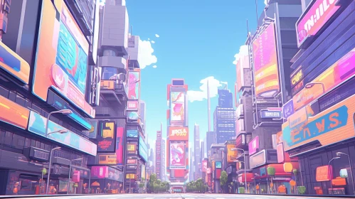 Futuristic City Street Digital Painting