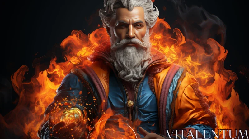 Mystical Wizard Portrait with Fireball