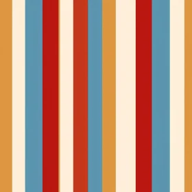 Retro Vertical Stripes Pattern in Red, Blue, Orange, Cream