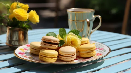 Romantic Arrangement of Yellow Macarons: A Blend of Tradition and Impressionism
