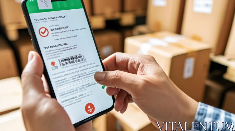 Warehouse Barcode Scanning with Mobile Phone AI Image