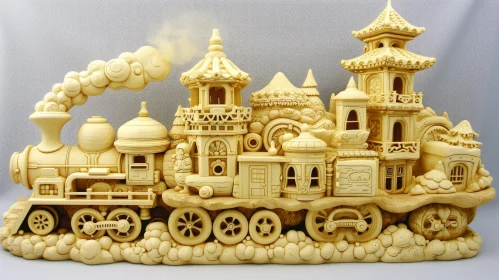 Whimsical Toy Train 3D Rendering | Vibrant Landscape