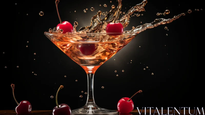 AI ART Cherry Splash Martini Glass Image