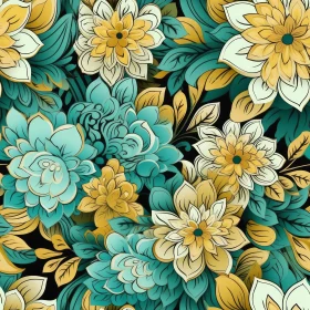 Dark Floral Pattern with Colorful Flowers
