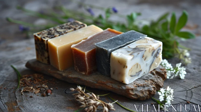 Handmade Soap Bars on Wooden Background | Rustic Fashion AI Image