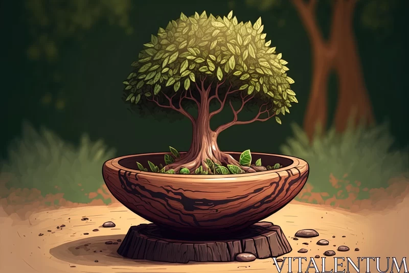 Intricate Bonsai Tree Artwork | Traditional Animation Style AI Image