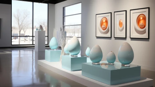 Modern Art Gallery Display of Abstract Vases