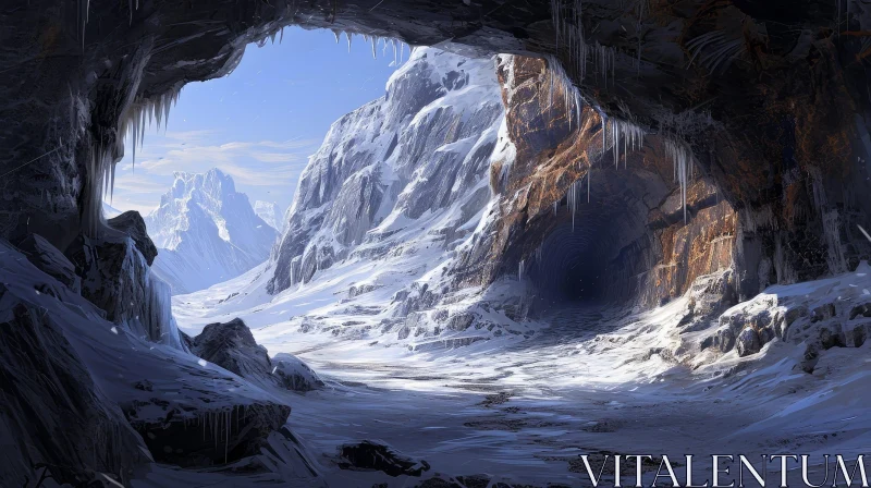 Mysterious Cave Entrance Digital Painting AI Image