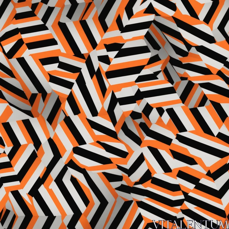AI ART Orange and White 3D Cubes Pattern