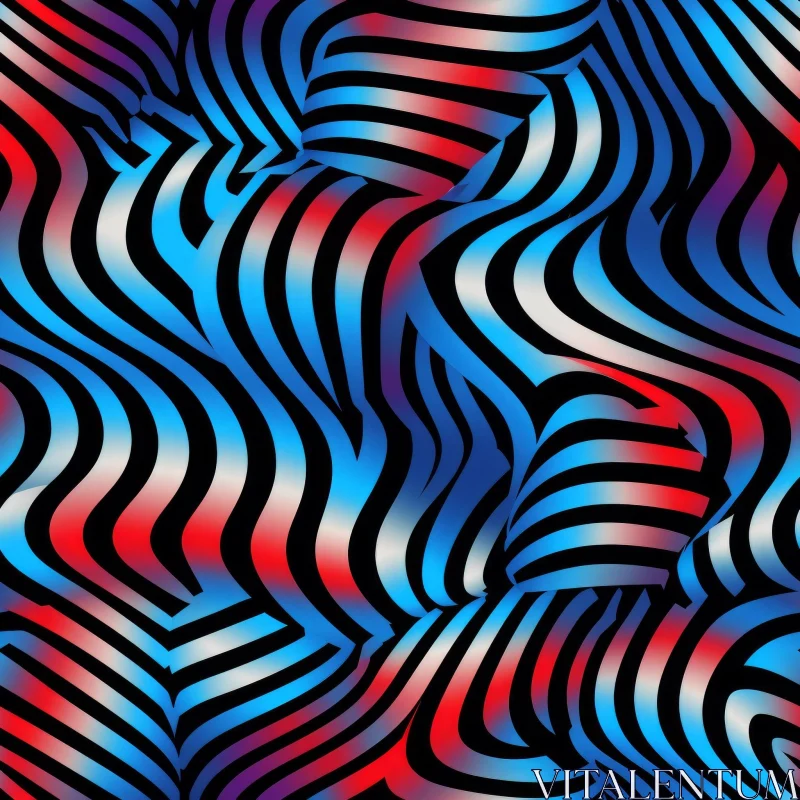 AI ART Red White Blue Waves Seamless Pattern