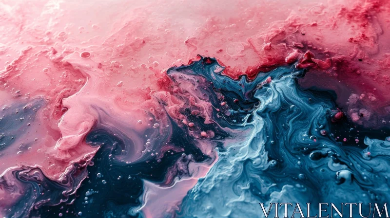 Swirling Abstract Painting with Blue, Pink, and White Colors AI Image