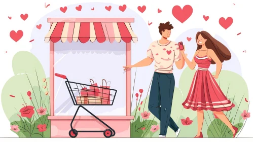 Valentine's Day Shopping: A Joyful Young Couple's Adventure