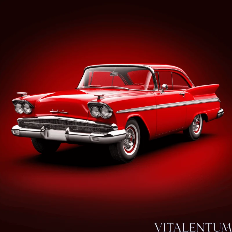 Vintage Red Car on Vibrant Background - Realistic Rendering AI Image