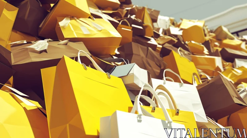 Captivating Close-up of Yellow and White Shopping Bags AI Image