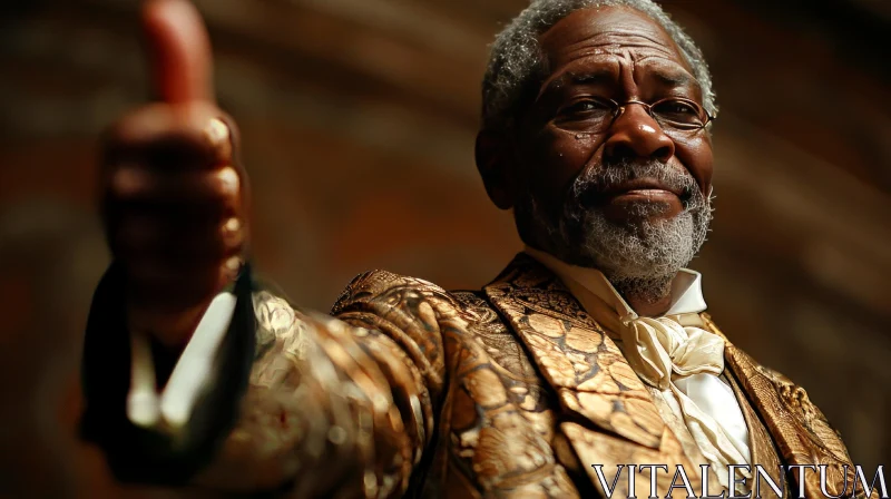 Close-up Portrait of an Elderly Black Man with Grey Hair and Beard AI Image