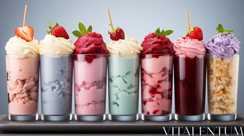 Colorful Slush Drinks - Whipped Cream and Strawberry AI Image